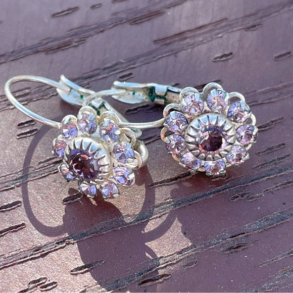 NWOT Amethyst and Silver Leverback Earrings - Picture 4 of 5